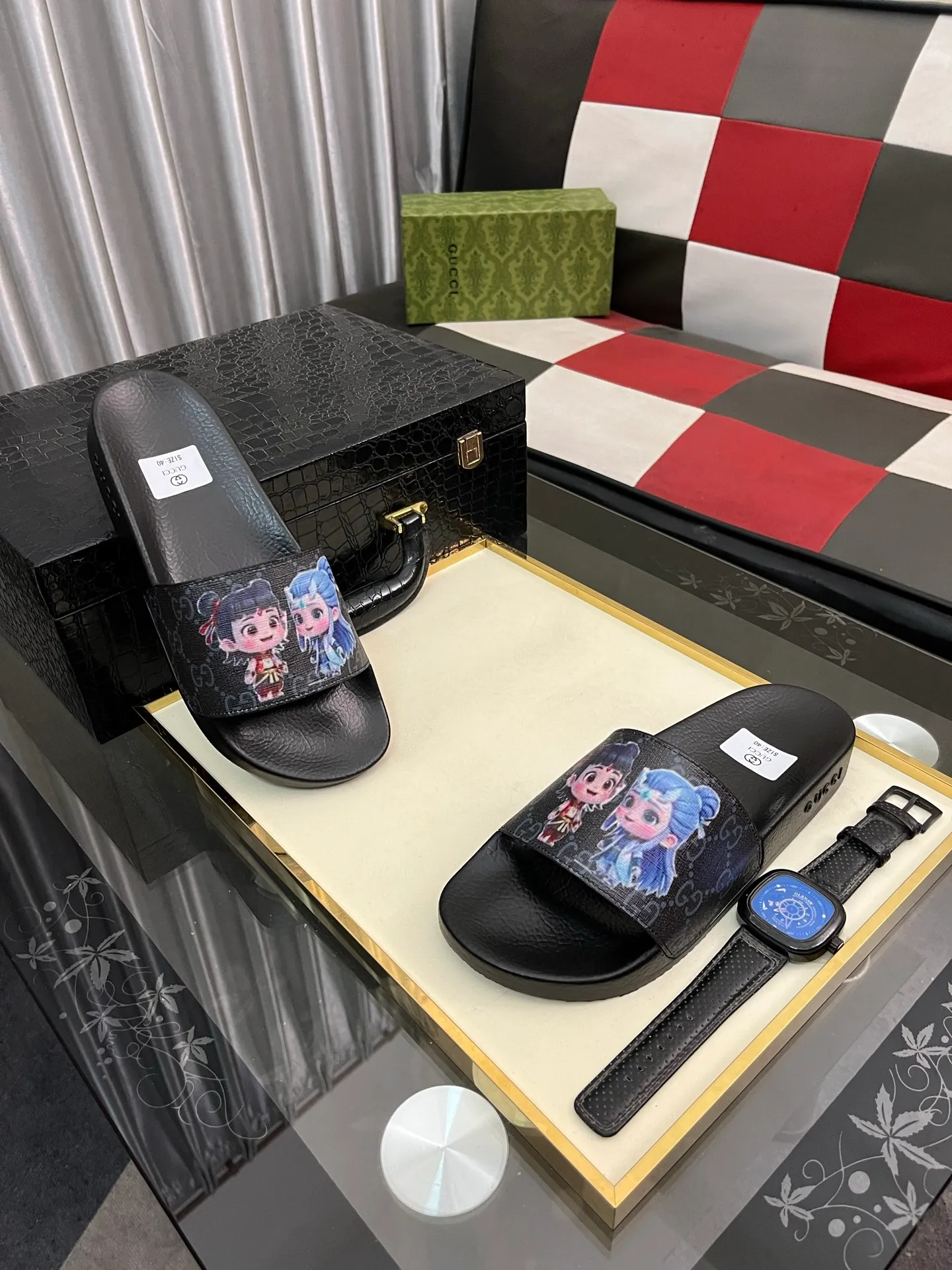 Men's Men's Shoes💰220⌚️⌚️ＧＵＣＣＩ.Gucci.Official website 1:1 popular slippers on sale! Original original material 🩴 SIZE: 38-46 (45.46 non-refundable)